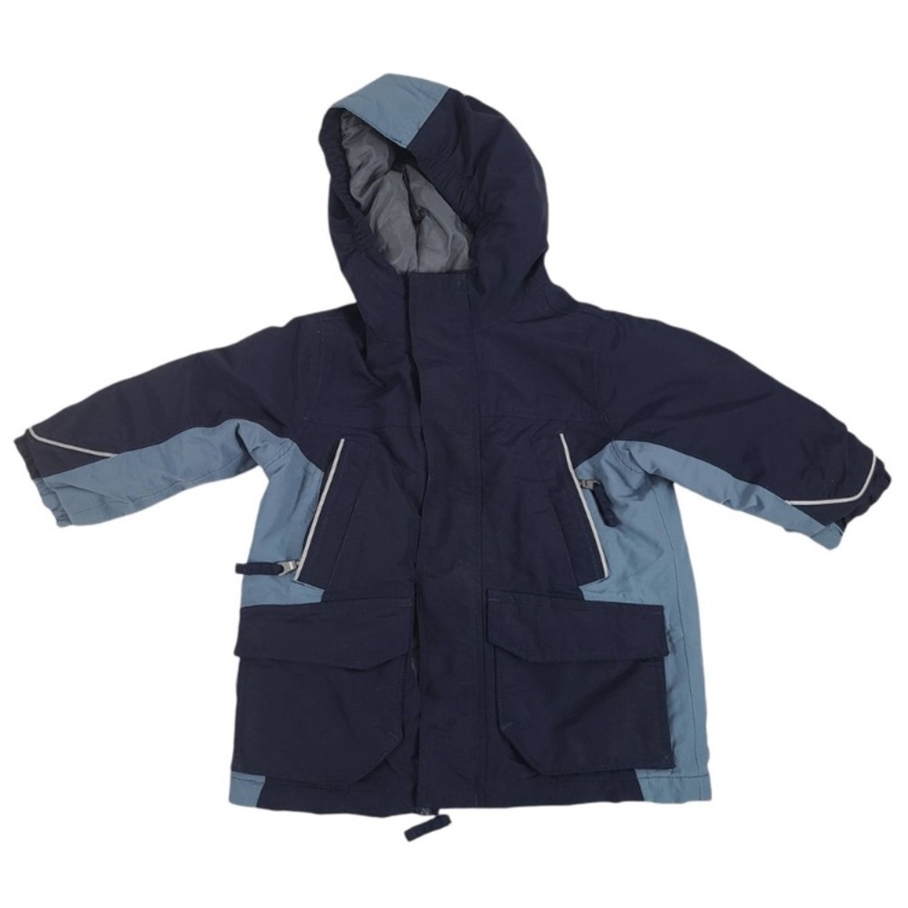 Lands End Toddler Squall Waterproof Grow A Long Jacket Blue 2T